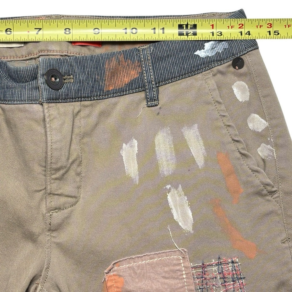 Anthropologie Pilcro Hyphen Patchwork Painted Chinos Size 25 Cotton Blend - Picture 9 of 16